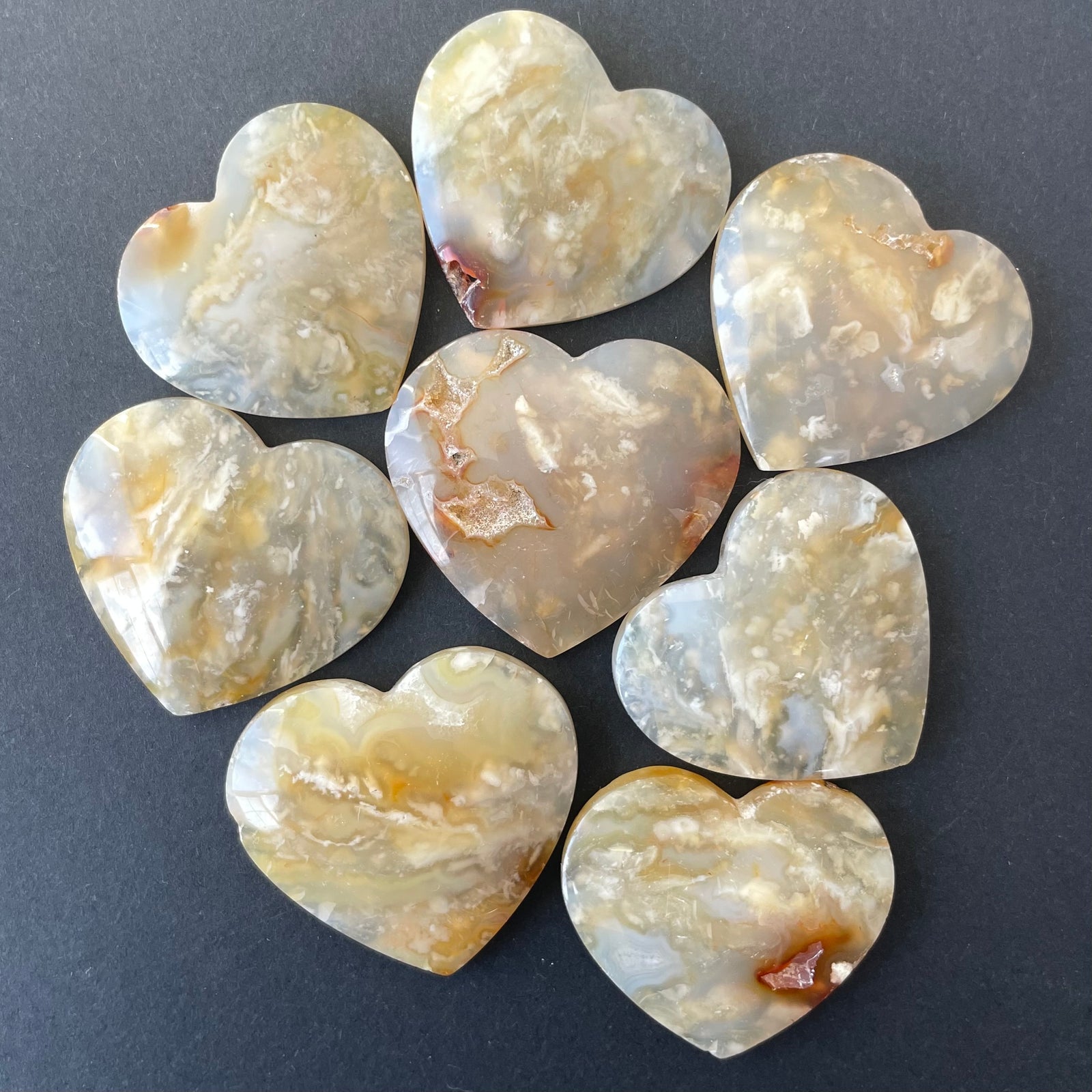 8 Large Yellow Feather Agates