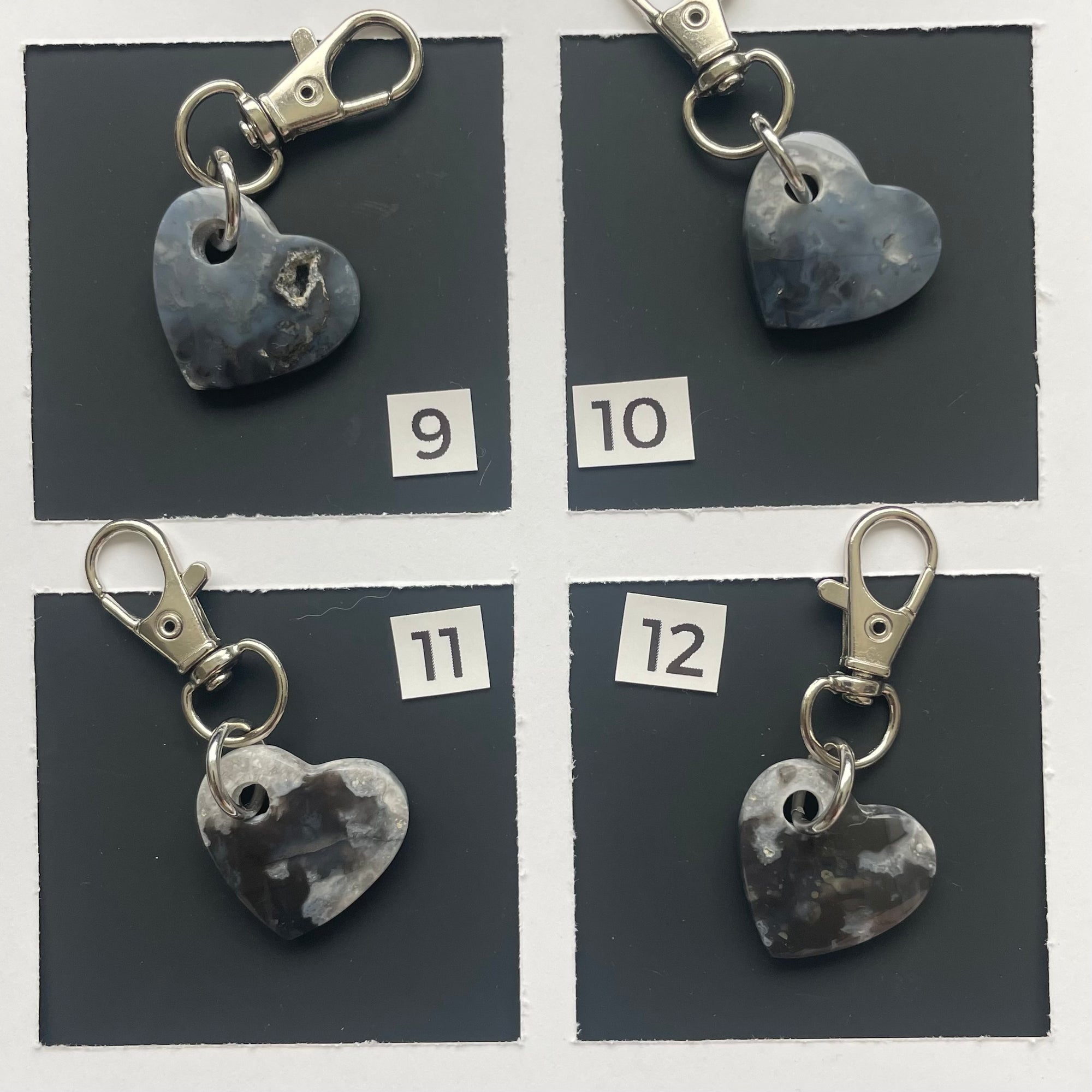 Black Onyx Heart Rock Keychains