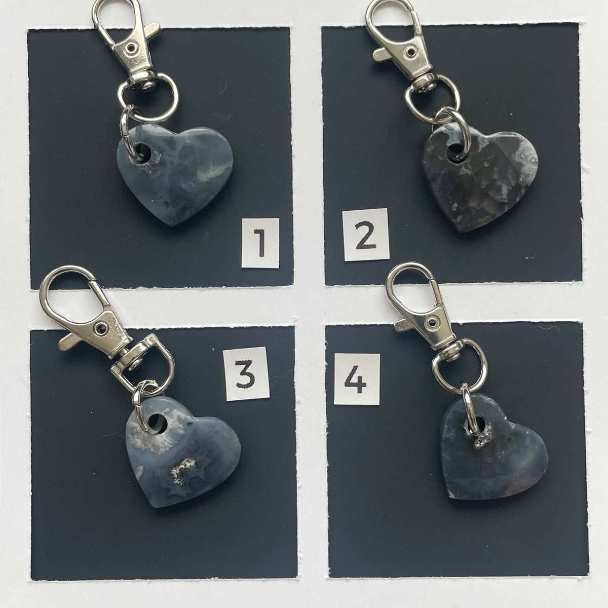 Black Onyx Heart Rock Keychains